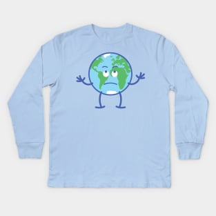 Planet Earth feeling fed up and rolling eyes as a way to protest Kids Long Sleeve T-Shirt